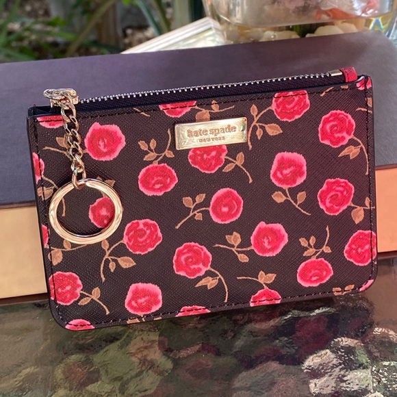 Kate Spade Rose Cardholder Wallet Key Pouch - Picture 4 of 9